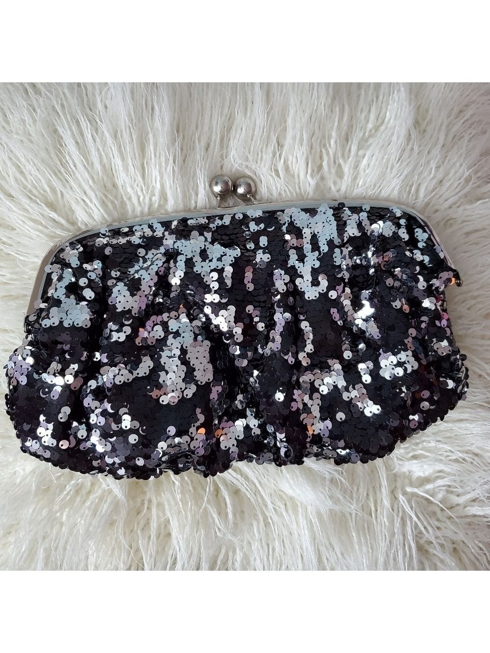 Charcoal Grey Sequin Clutch